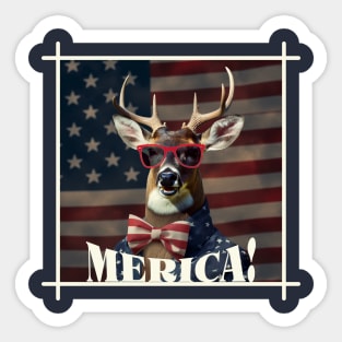 Funny Patriotic Deer MERICA! Happy Birthday America! Sticker